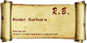 Roder Barbara névjegykártya